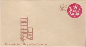 1976, US Scott U575, 13-cent Large Envelope 4.125 x 9.5 inch, Bicentennial Era  The American Cra