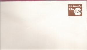 1982, US Scott U591, 5.9-cent Large Envelope 4.125 x 9.5 inch, Authorized Nonprofit USA, Mint