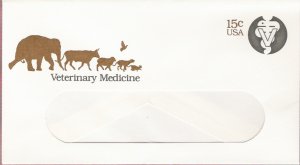 1979, US Scott U595, 15-cent Small Window Envelope 3.625 x 6.5 inch, Seal of Veterinary Medicine