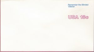 1981, US Scott U600, 18-cent Large Envelope 4.125 x 9.5 inch, Remember the Blinded Veteran, Mint