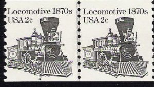 US Scott 1897A - Line Pair - Locomotive - Plate No 4 - 2 cent - Mint Never Hinged