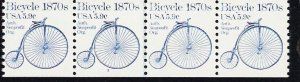 US Scott 1901 - Bicycle 1870s - Coil Strip of 4 - Plate No 3 - 5.9 cent - Mint Never Hinged