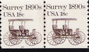 US Scott 1907 - Coil Strip of 2 Plate No 10 - Surrey 18990s - 18 cent - Mint Never Hinged