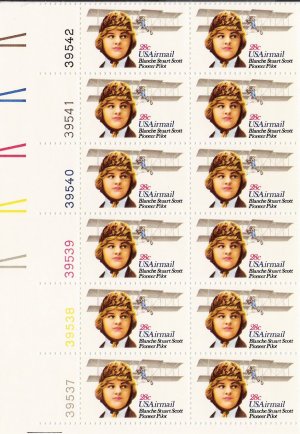 US Scott C99 - Plate Block of 12 Left Plate No 39537-39542-Blanche Scott 28 cent-Mint Never Hinged