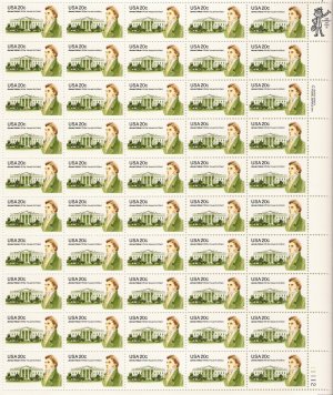 US Scott 1936 - Sheet of 50 - 20c James Hoban - Mint Never Hinged