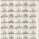 US Scott 1838 1839 1840 1841 - Sheet of 40 - American Architecture Smithsonian - Mint Never Hinged
