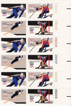 US Scott 1798b - Plate Block of 12 (right) - 1980 Winter Olympics 15 cent - Mint Never Hinged