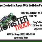20 Personalized Monster Truck  Birthday Party Invitations