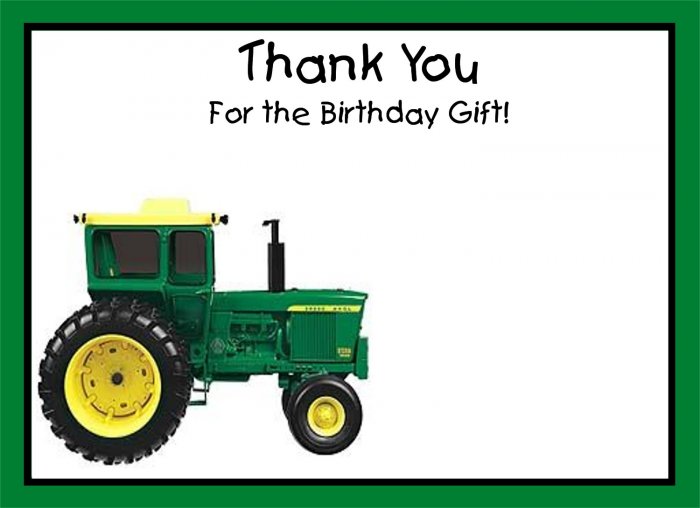 20 Personalized Tractor Thank You Cards