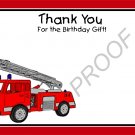 20 Personalized Fire Truck Thank You Cards