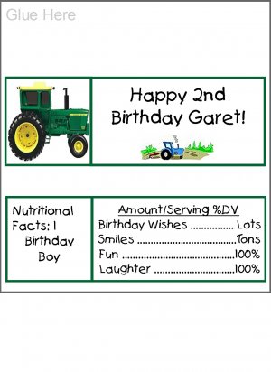 20 Personalized Tractor Candy Bar Wrappers