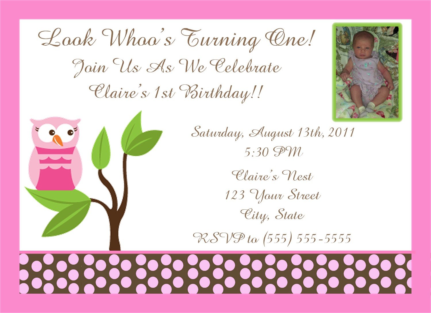 Pink Owl Invitations 9