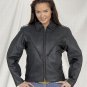 Ladies heavy duty soft leather MC Jacket zipout lining w/braid gather sides