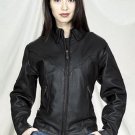 Ladies leather motorcycle jacket with zipout lining