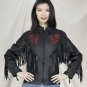 Ladies red rose Inlay jacket, S/L, Z/O, lining heavy duty soft leather