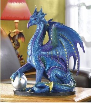 LARGE BLUE DRAGON FIGURINE
