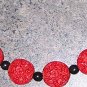 A32-Red and Black Oriental Motif Beaded Bracelet