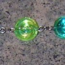 A7-Green Swirl Glass Beaded Iridescent Bracelet