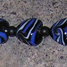 A14- Bracelet - Blue/Black Swirl Glass Heart Bracelet