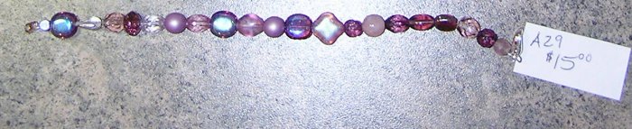 A29- Bracelet Mixed Chech Glass Pinks/Purples