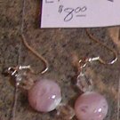 E1 - Pink/Rose Swirl Glass Beaded Earrings