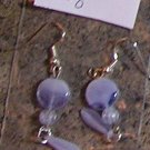 E2 - Lavender Swirl Glass Teardrop Beaded Earrings