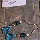 E4 -Hatchet-shaped Aqua Glass Beaded Earrings