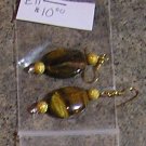 E11- Oval Tiger Eye and Gold Stardust Drop Earrings