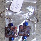 E14- Earrings - Millefiori Purple and blue dangles