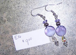 E16 - Earrings Lavender Swirl and Silver Dangles