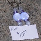 E25- Earrings -Pink/Purple Beaded Drops