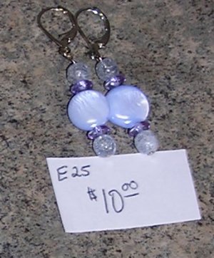 E25- Earrings -Pink/Purple Beaded Drops
