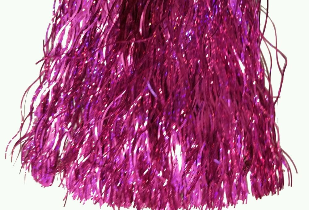 FUSCHIA LASER SHIMMER HOLOGRAPHIC CURLY WAVY TINSEL Christmas Easter