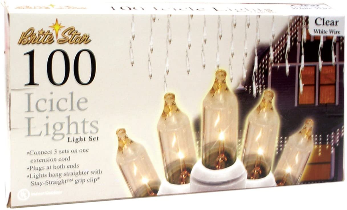 Brite Star Christmas Icicle Lights, Clear