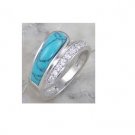 Elegant turquoise rhodium plated .925 silver ring, size 7 (sr-4)