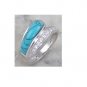 Elegant turquoise rhodium plated .925 silver ring, size 7 (sr-4)