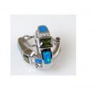 Lab opal & peridot rhodium plated .925 silver earrings, 3/4"