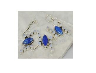 Lapis & opalite .925 silver bracelet, 7.5-8"