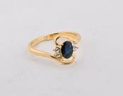 14K HGE 6CT festive sapphire diamond simulated ring, size 7 (fr-20)