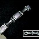 Antiqued sterling silver finish pink quartz bracelet