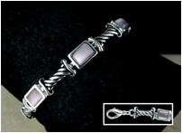 Antiqued sterling silver finish pink quartz bracelet