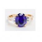 14K HGE 11ct soft tanzanite diamond simulated ring, size 6 (fr-14)