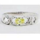 14K HWGE 4ct joyful peridot diamond simulated ring, size 7 (fr-10)