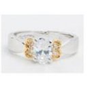 14K HWGE 7ct bumble bee art diamond simulated ring, size 7 (fr-9)