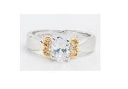 14K HWGE 7ct bumble bee art diamond simulated ring, size 7 (fr-9)