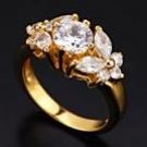 18K GP Brilliant & Marquise Cut CZ Ring, Size 7 (fr-3)