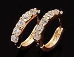 18K GP Huggie Brilliant CZ Simulated Diamonds Earrings