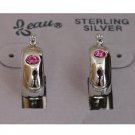 Pink Austrian Crystal Sterling Silver Beau Earrings (ser-1)