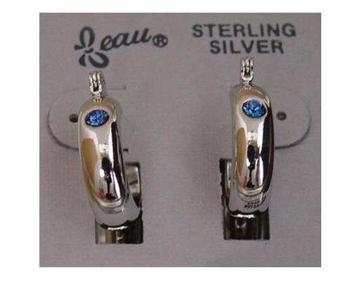 Simulated Sapphire Crystal Silver Earrings by Beau (ser-3)