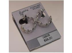 .925 Sterling Silver Beau Hoop Earrings w/Wave Design (ser-6)
